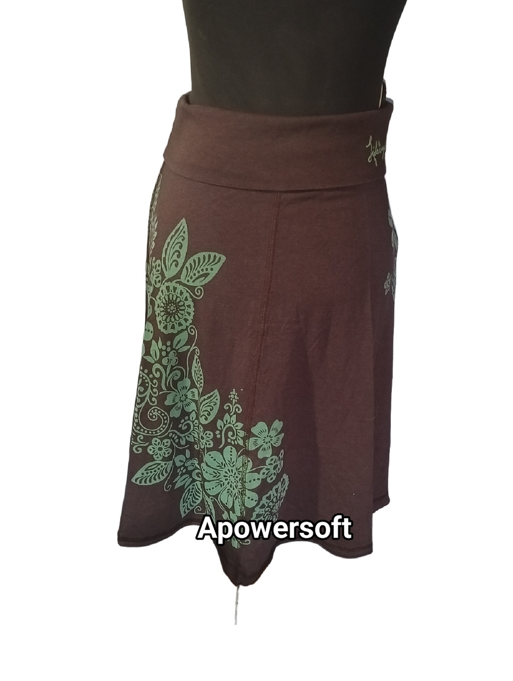 Brown Floral Panel Skirt — Life is Good — Size Small